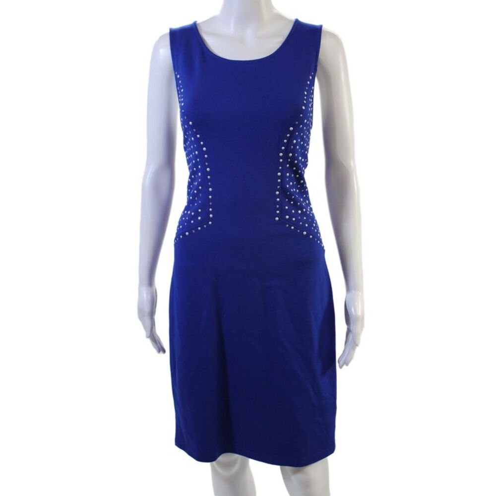 Philosophy By Republic, Women Sheath Dress Blue Sleeveless Knee Length Size M